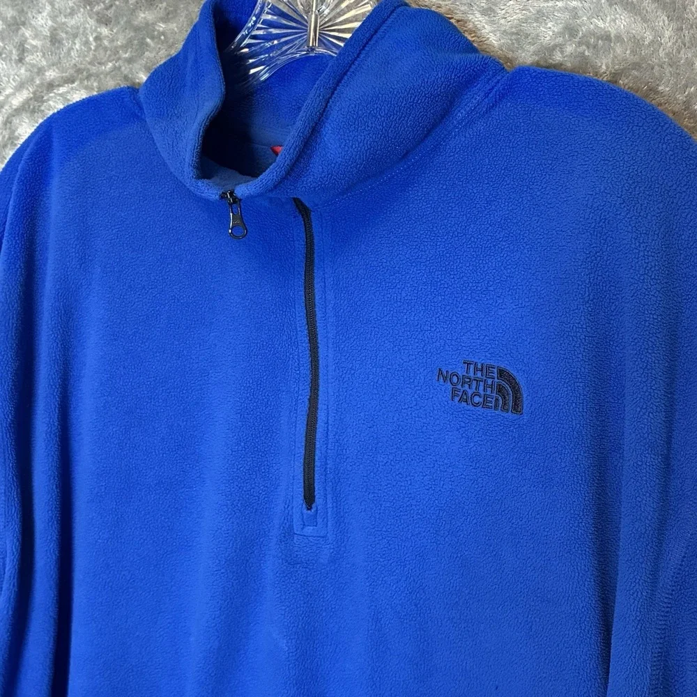 North Face Mens Cobalt Blue 1/4 Zip Fleece Pullover 2XL Lightweight Layering